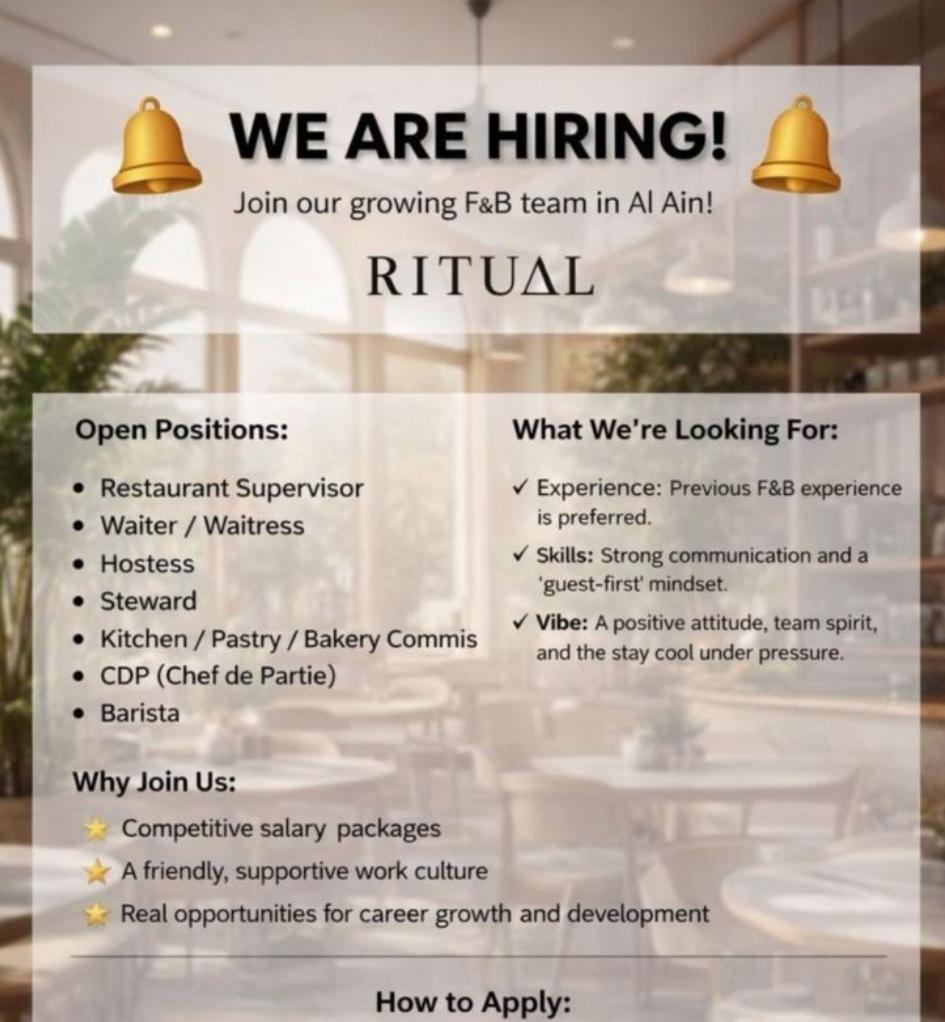 Ritual Café Careers in Dubai – Latest Hospitality Job Vacancies ...